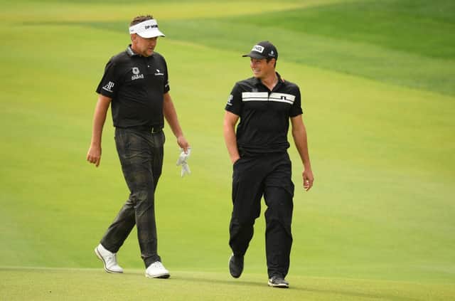 Ian Poulter and Viktor Hovland during the second round of the Saudi International powered by SoftBank Investment Advisers at Royal Greens Golf and Country Club in King Abdullah Economic City. Picture: Ross Kinnaird/Getty Images.
