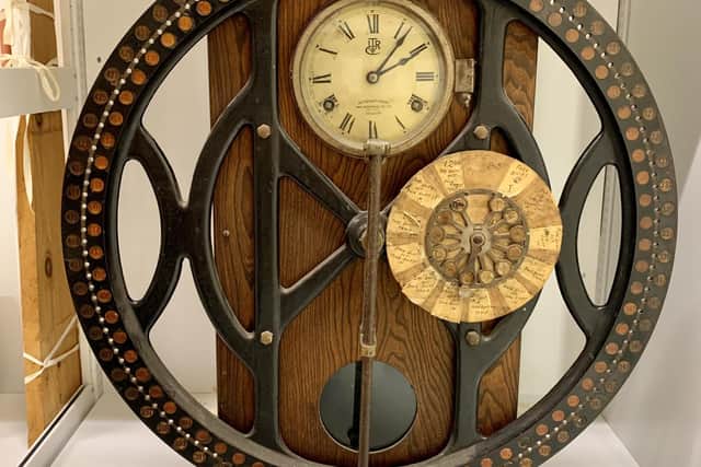 A time clock from Nairn's factory, a linoleum manufacturers in Kirkcaldy, from the early 20th century. PIC: OnFife.