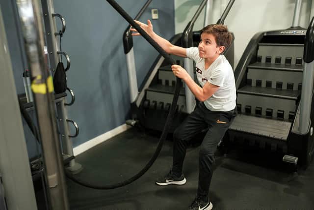 Filip Cegar, 13, in the gym at Kippie Lodge in Aberdeen. Picture: Studio 10/PA Wire