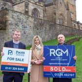 The firm has sealed a deal to take over RGM Solicitors, which is based out of offices in Linlithgow and Grangemouth. Picture shows John O’Malley, CEO Pacitti Jones; Lesley-Anne King (RGM) and Harvey Waddell, partner of RGM Solicitors.
