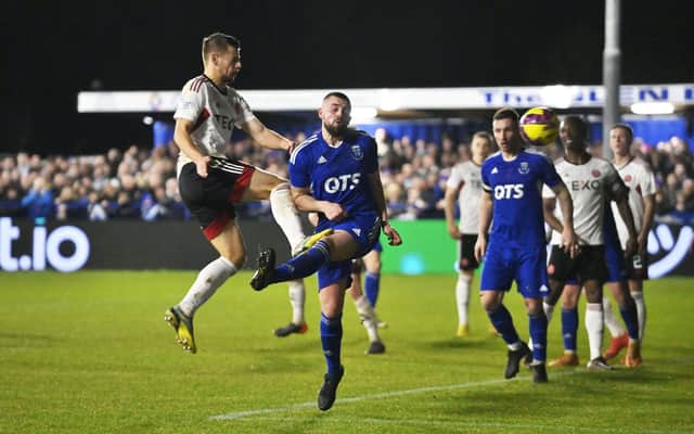 Ylber Ramadani has a shot during the 1-0 defeat by Darvel.