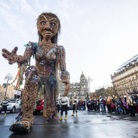 Scotland's largest puppet, a sea goddess called Storm, reaches out a hand of friendship at the Celtic Connections festival in 2020 (Picture: Jane Barlow/PA)