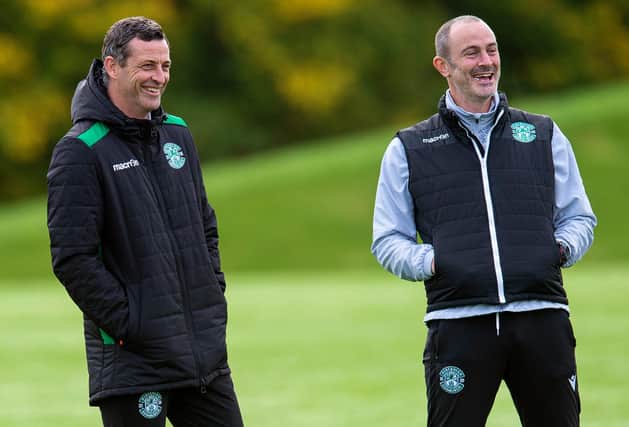 Assistant manager John Potter is a fun character in the Hibs camp and a vocal presence in the technical area. Photo by Ross MacDonald/SNS Group