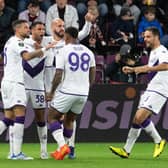 Rolando Mandragora celebrates scoring to make it 1-0 Fiorentina against Hearts.