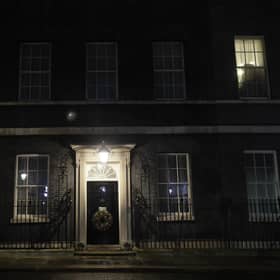 A view of the Christmas tree outside 10 Downing Street in London as people wait for news on Brexit trade talks