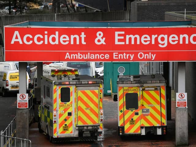 Ambulances at the Glasgow Royal Hospital. Photo by Jeff J Mitchell/Getty Images