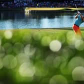 Russell Knox hits his tee shot at the iconic 17th hole on the Stadium Course at TPC Sawgrass during the third round of the The Players Championship in 2016. Picture: Richard Heathcote/Getty Images.