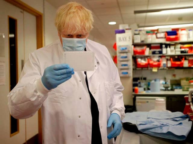 Prime minister Boris Johnson visits the Jenner Institute in Oxford where scientists are developing a Covid 19 vaccine. (Pic: Getty Images)