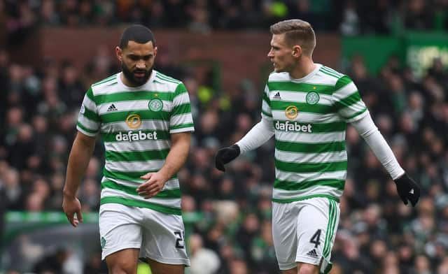 Celtic's Cameron Carter-Vickers (L) and Carl Starfelt are the club's "unsung heroes" this season according to team-mate Greg Taylor. (Photo by Craig Foy / SNS Group)