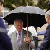 King Charles in St Helier, Jersey, yesterday on a two-day visit to the Channel Islands. Picture: Andrew Matthews/PA Wire