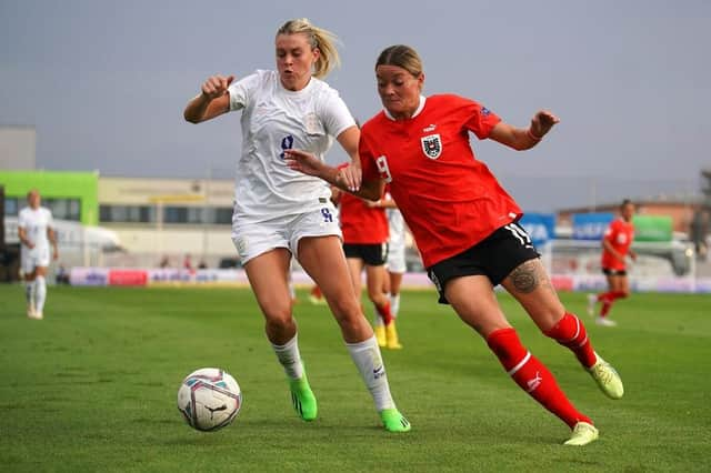 Alessia Russo will be hoping to continue in the number 9 shirt vacated by the retirement of Ellen White last month (Photo by Christian Hofer/Getty Images)