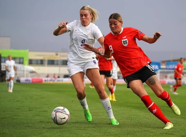 Alessia Russo will be hoping to continue in the number 9 shirt vacated by the retirement of Ellen White last month (Photo by Christian Hofer/Getty Images)