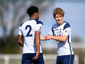 Michael Craig congratulates Marcel Lavinier after his goal for Spurs' Premier League 2 side