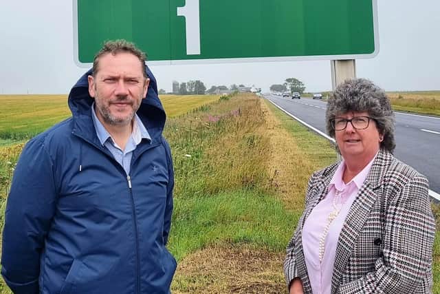 Douglas Lumsden and Gillian Owen at the A90 Toll of Birness
