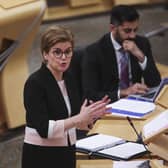 First Minister Nicola Sturgeon speaking in the Scottish Parliament. Picture: Fraser Bremner/Daily Mail/PA Wire