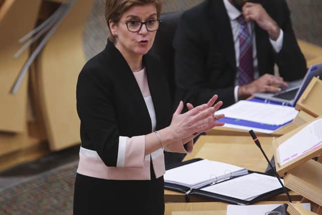 First Minister Nicola Sturgeon speaking in the Scottish Parliament. Picture: Fraser Bremner/Daily Mail/PA Wire