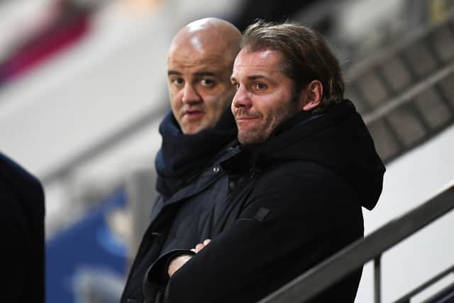 Hearts manager Robbie Neilson and sporting director Joe Savage are set for a busy summer.  (Photo by Ross MacDonald / SNS Group)