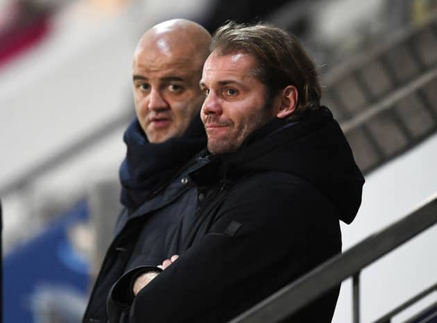 Hearts manager Robbie Neilson and sporting director Joe Savage are set for a busy summer.  (Photo by Ross MacDonald / SNS Group)