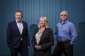 Tom Melville (group CEO, CubeMatch); Mhairi Kennedy (co-founder and chief operating officer, DVCP); Tom Saunders (co-founder and chief executive, DVCP). Picture: Fennell Photography