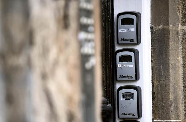 AirBnB locks outside a block of flats in Edinburgh