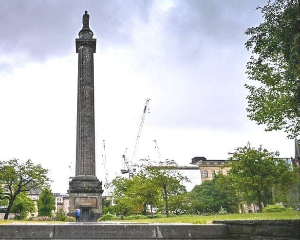 The controversial statue of Dundas sits on a tall column in St Andrew Square