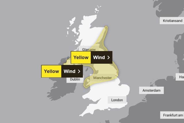 The Met Office has issued a yellow weather warning for strong winds across central and southern Scotland, including Glasgow and Edinburgh