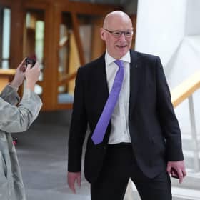 John Swinney at the Scottish Parliament in Edinburgh, after he became the first candidate to declare his bid to become the new leader of the SNP. Picture: Andrew Milligan/PA Wire