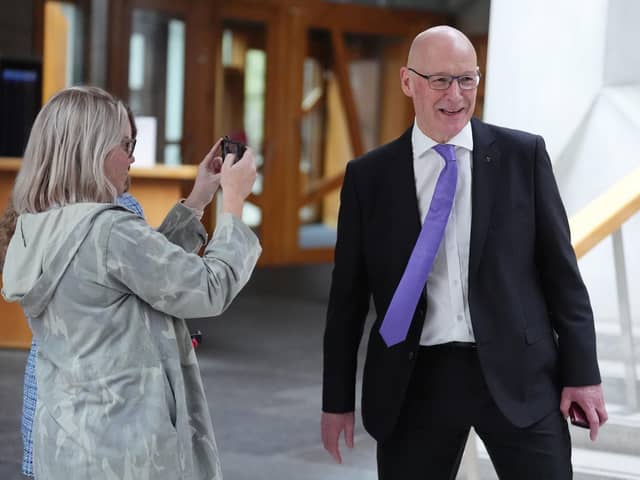 John Swinney at the Scottish Parliament in Edinburgh, after he became the first candidate to declare his bid to become the new leader of the SNP. Picture: Andrew Milligan/PA Wire