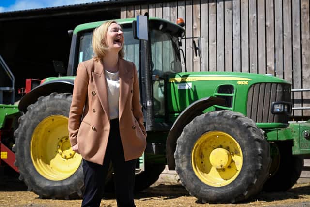 Conservative leadership candidate Liz Truss on the campaign trail this week. (Photo by Finnbarr Webster - WPA Pool/Getty Images)
