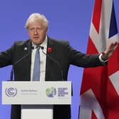 Prime Minister Boris Johnson speaking at a press conference during the COP26 summit at the Scottish Event Campus (SEC) in Glasgow. Picture: PA