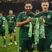 Celtic’s Cameron Carter-Vickers and Carl Starfelt celebrate with the Premier Sports Cup final success over Hibs on in December with the Swedish international convinced their mix can be the defensive foundation for more success this season.  (Photo by Craig Williamson / SNS Group)