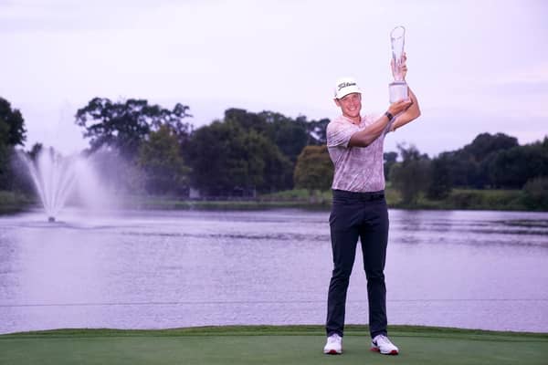 Vincent Norrman poses with the Irish Open trophy following his win at The K Club.