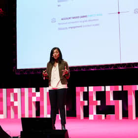 Xeneta CMO Katherine Barrios at Turing Fest at the EICC in Edinburgh in 2019.