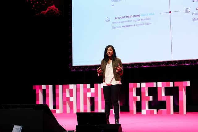 Xeneta CMO Katherine Barrios at Turing Fest at the EICC in Edinburgh in 2019.