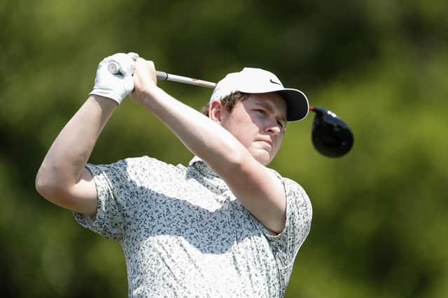 MacIntyre hits a tee shot on the first hole during the first round of the Texas Children's Houston Open at Memorial Park Golf Course on Thursday.