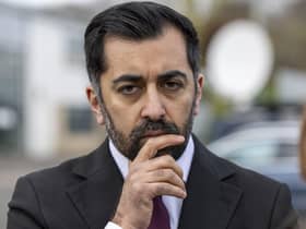 First Minister Humza Yousaf speaking to the media, after he visited a nursery at Crookston Castle Primary School, Glasgow