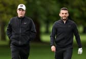 Bob MacIntyre and John McGinn during the Pro Am ahead of the Betfred British Masters hosted by Danny Willett at The Belfry in Sutton Coldfield. Picture: Richard Heathcote/Getty Images.