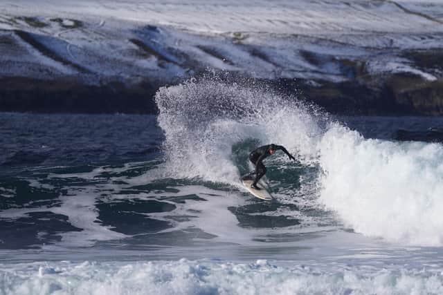 The Scottish surf team's Mark Boyd, looking more than comfortable in powerful waves on Scotland's North Shore PIC: Malcolm Anderson / Scottish Surfing Federation