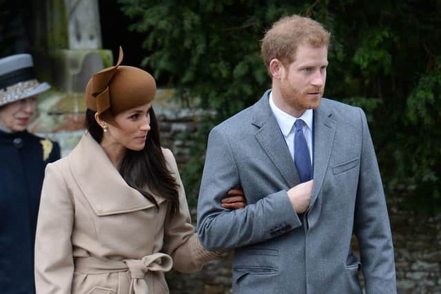 Harry, the Duke of Sussex, with wife Meghan. Picture: PA