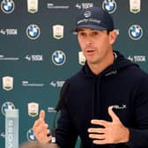 Defending champion Billy Horschel talks to the media during a press conference prior to the BMW PGA Championship at Wentworth. Picture: Ross Kinnaird/Getty Images.