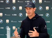 Defending champion Billy Horschel talks to the media during a press conference prior to the BMW PGA Championship at Wentworth. Picture: Ross Kinnaird/Getty Images.