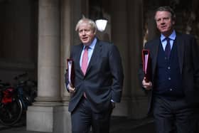 Boris Johnson returns to Downing Street with Scotland Secretary Alister Jack following a UK Cabinet meeting  (Picture: Leon Neal/Getty Images)