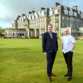 From left: David Hay, MD of Compass Scotland, and Stevie McLaughlin, head chef at Restaurant Andrew Fairlie. Picture: Peter Sandground.