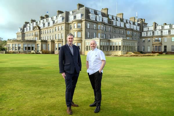 From left: David Hay, MD of Compass Scotland, and Stevie McLaughlin, head chef at Restaurant Andrew Fairlie. Picture: Peter Sandground.