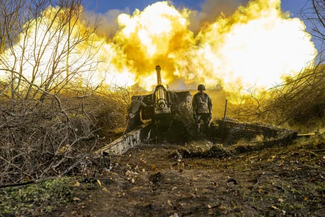 A Ukrainian artillery unit fires towards Russian positions outside Bakhmut in November (Picture: Bulent Kilic/AFP via Getty Images)