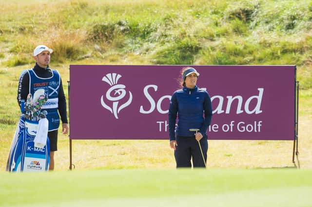 Kelsey MacDonald in action during the second round of the Trust Golf Women's Scottish Open at Dumbarnie Links. Picture: Tristan Jones