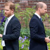 Harry, Duke of Sussex (left) and Prince William, Duke of Cambridge attend the unveiling of a statue of their mother, Princess Diana at The Sunken Garden in Kensington Palace. Picture: Dominic Lipinski/POOL/AFP via Getty Images