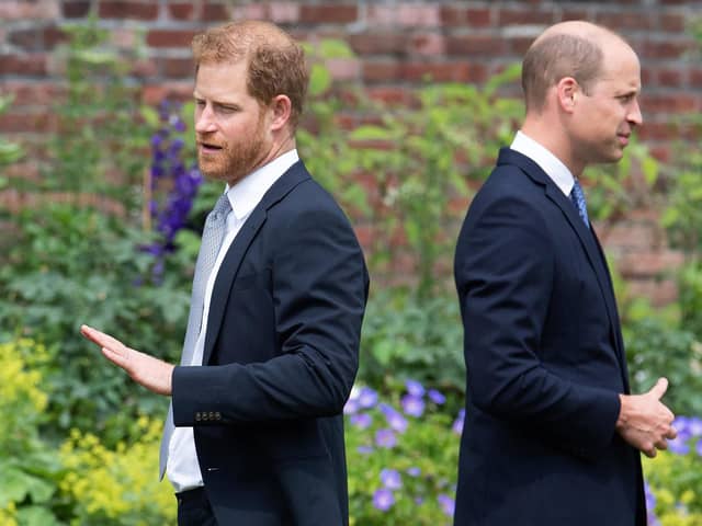 Harry, Duke of Sussex (left) and Prince William, Duke of Cambridge attend the unveiling of a statue of their mother, Princess Diana at The Sunken Garden in Kensington Palace. Picture: Dominic Lipinski/POOL/AFP via Getty Images