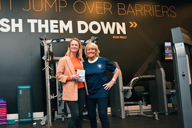 Poet and author Julie McNeill, pictured here with Scottish women's football trailblazer Rose Reilly, will have a solo show at this year's Edinburgh Festival Fringe.