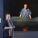 Professor Dame Sue Black and artist Ken Currie in front of Currie's new portrait, called Unknown Man (Picture: Neil Hanna)